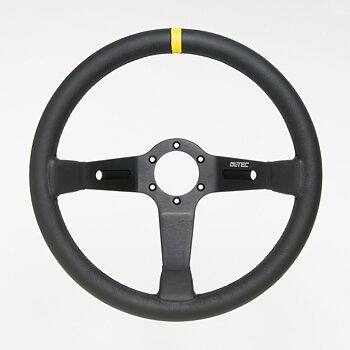 LTEC 3-SPOKE STEERING WHEEL BLACK LEATHER 90MM DISH 35CM