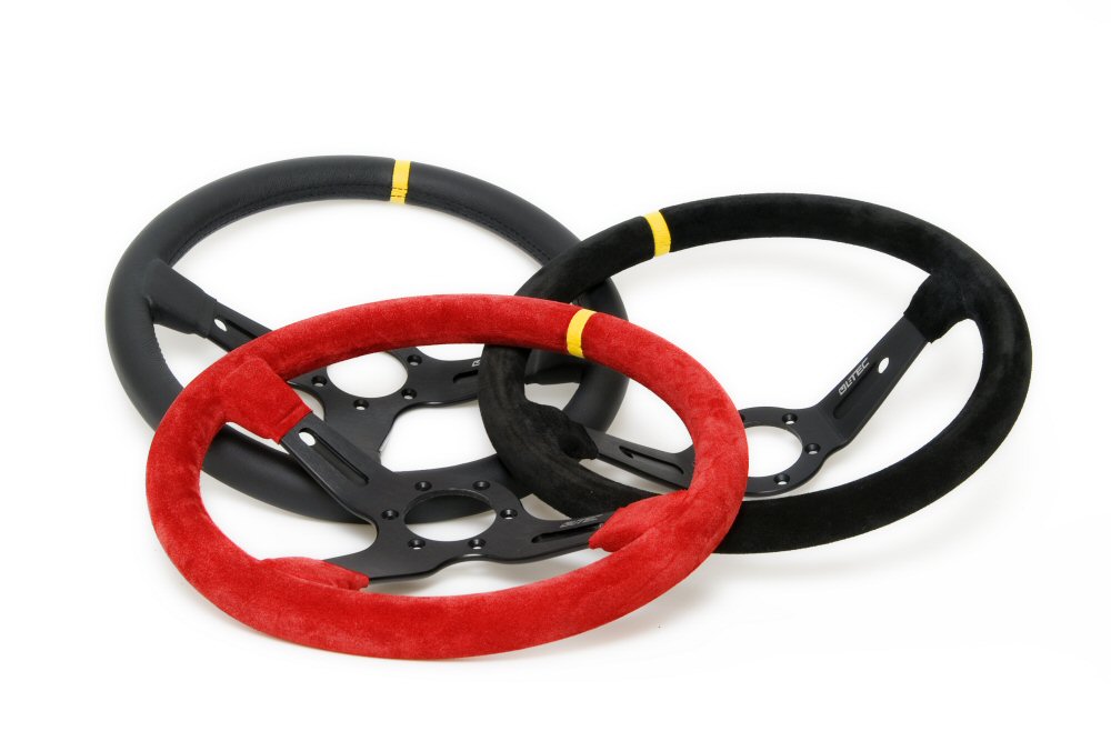 LTEC 3-SPOKE STEERING WHEEL BLACK LEATHER 65MM DISH 35CM - 3