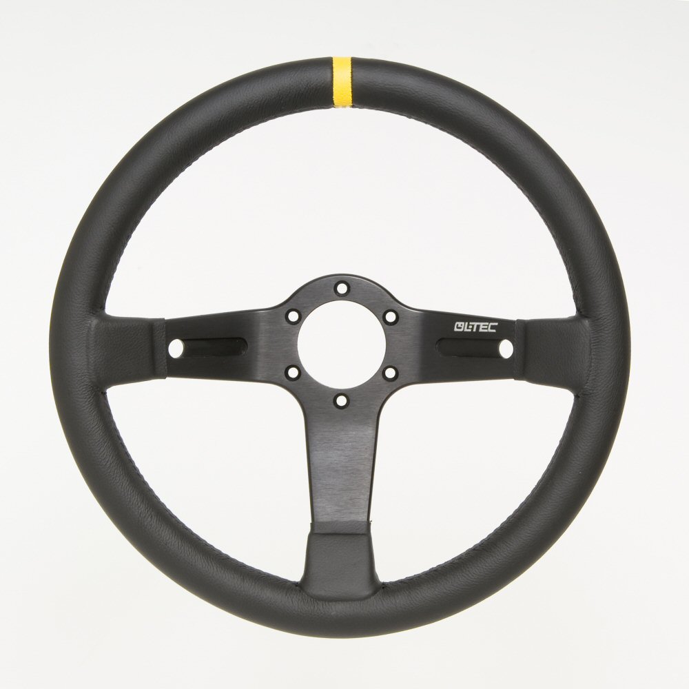 LTEC 3-SPOKE STEERING WHEEL BLACK LEATHER 65MM DISH 35CM