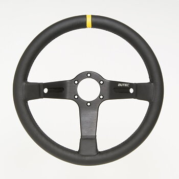 LTEC 3-SPOKE STEERING WHEEL BLACK LEATHER 65MM DISH 35CM