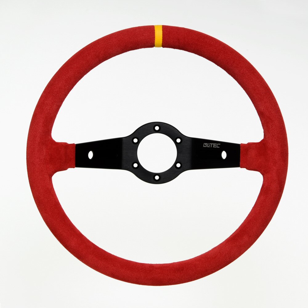 LTEC 2-SPOKE STEERING WHEEL RED SUEDE 90MM DISH 35CM