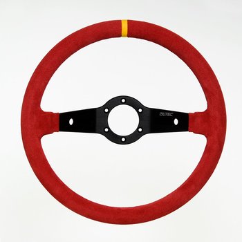 LTEC 2-SPOKE STEERING WHEEL RED SUEDE 90MM DISH 35CM