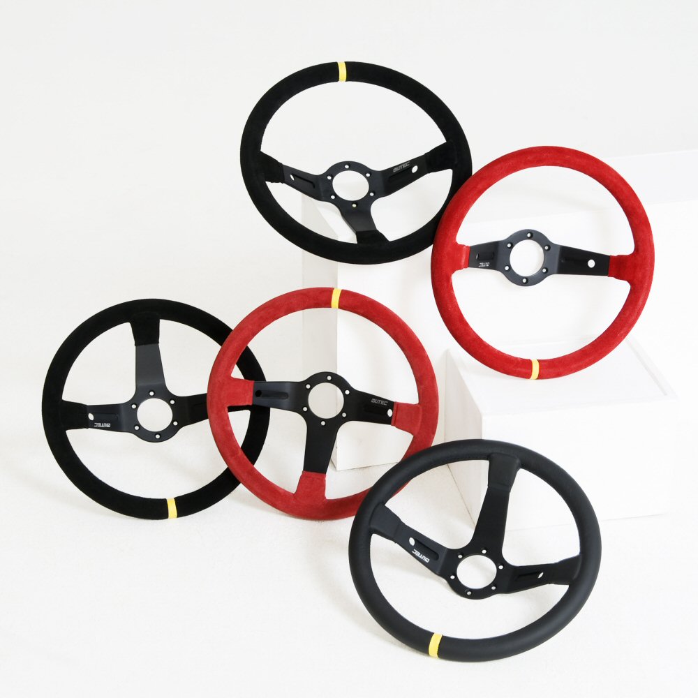 LTEC 2-SPOKE STEERING WHEEL RED SUEDE 90MM DISH 35CM - 2