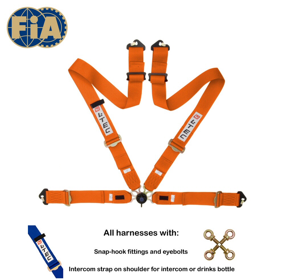LTEC 4-POINT FIA SEATBELT MAGNUM FULL 3 INCH ORANGE
