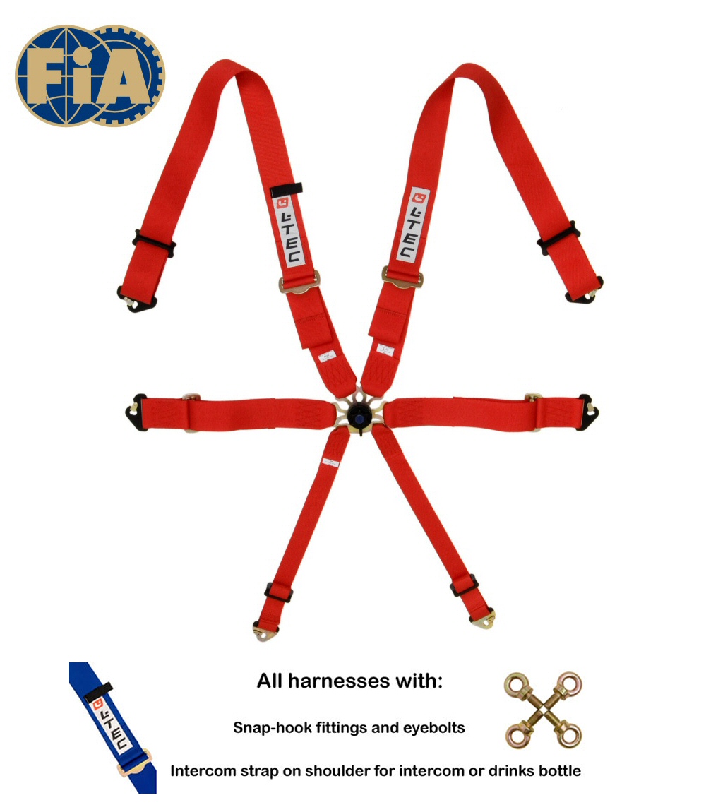 LTEC 6-POINT FIA SEATBELT MAGNUM FULL 3 INCH RED