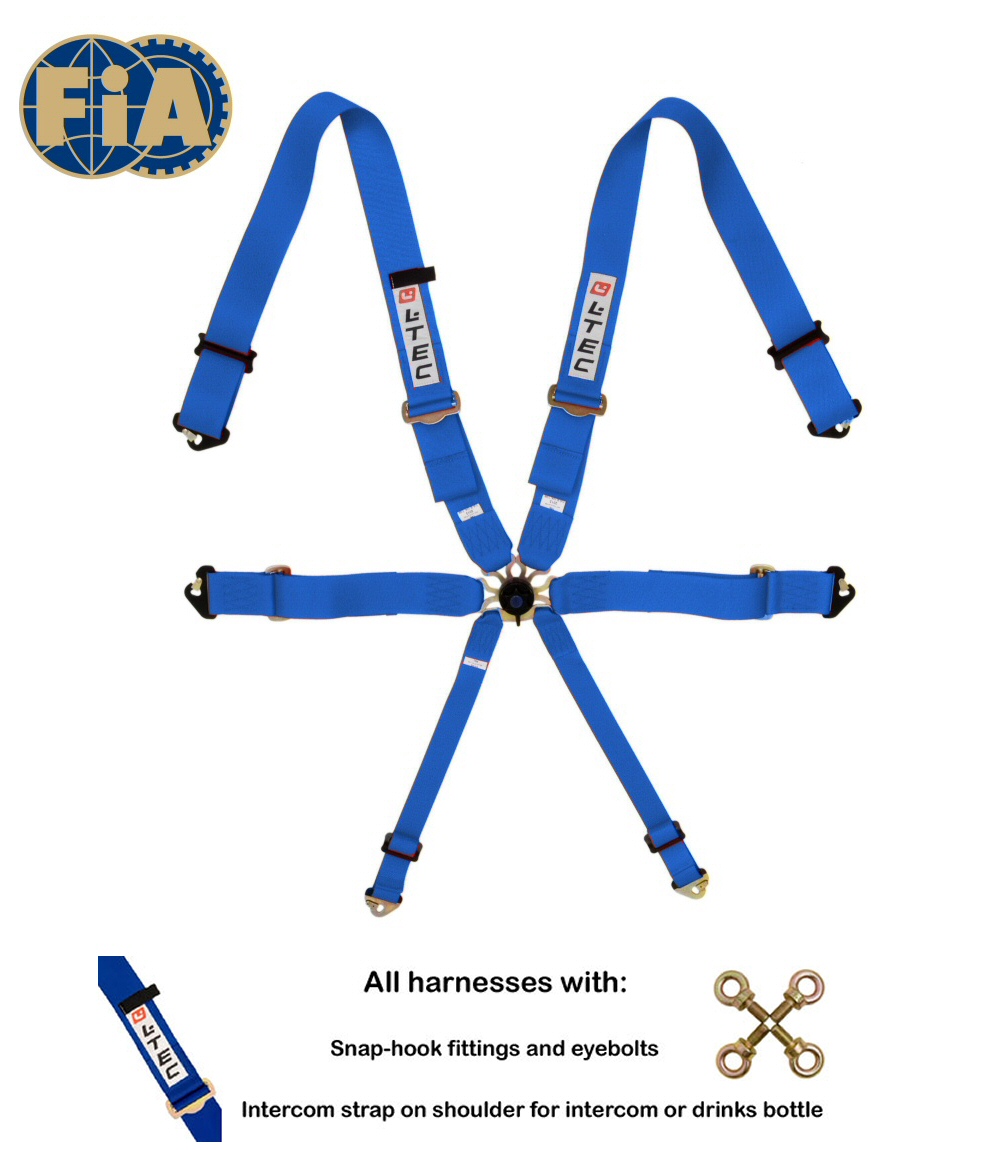 LTEC 6-POINT FIA SEATBELT MAGNUM FULL 3 INCH BLUE