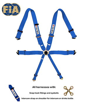 LTEC 6-POINT FIA SEATBELT MAGNUM FULL 3 INCH BLUE