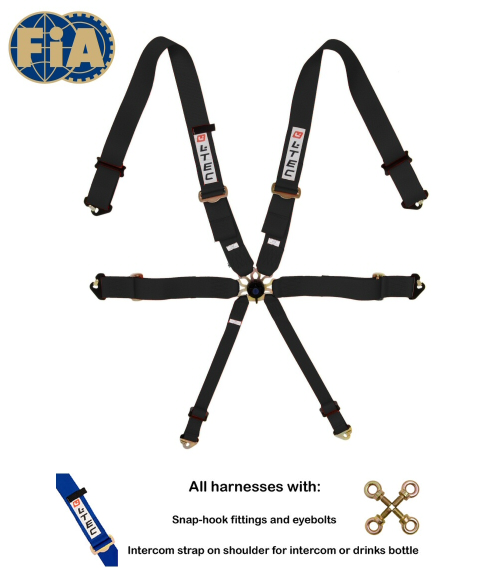 LTEC 6-POINT FIA SEATBELT MAGNUM FULL 3 INCH BLACK