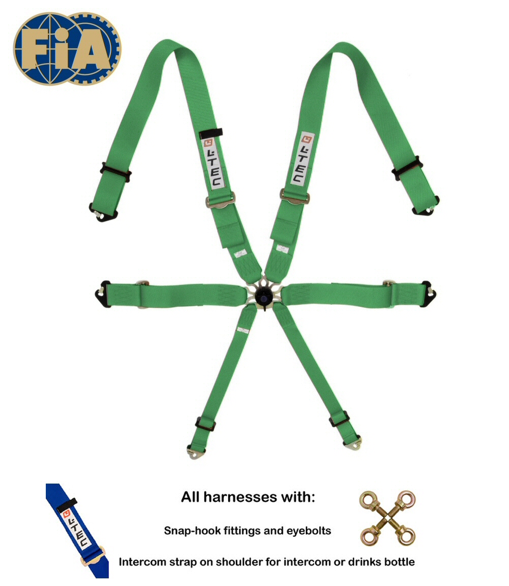 LTEC 6-POINT FIA SEATBELT MAGNUM FULL 3 INCH GREEN