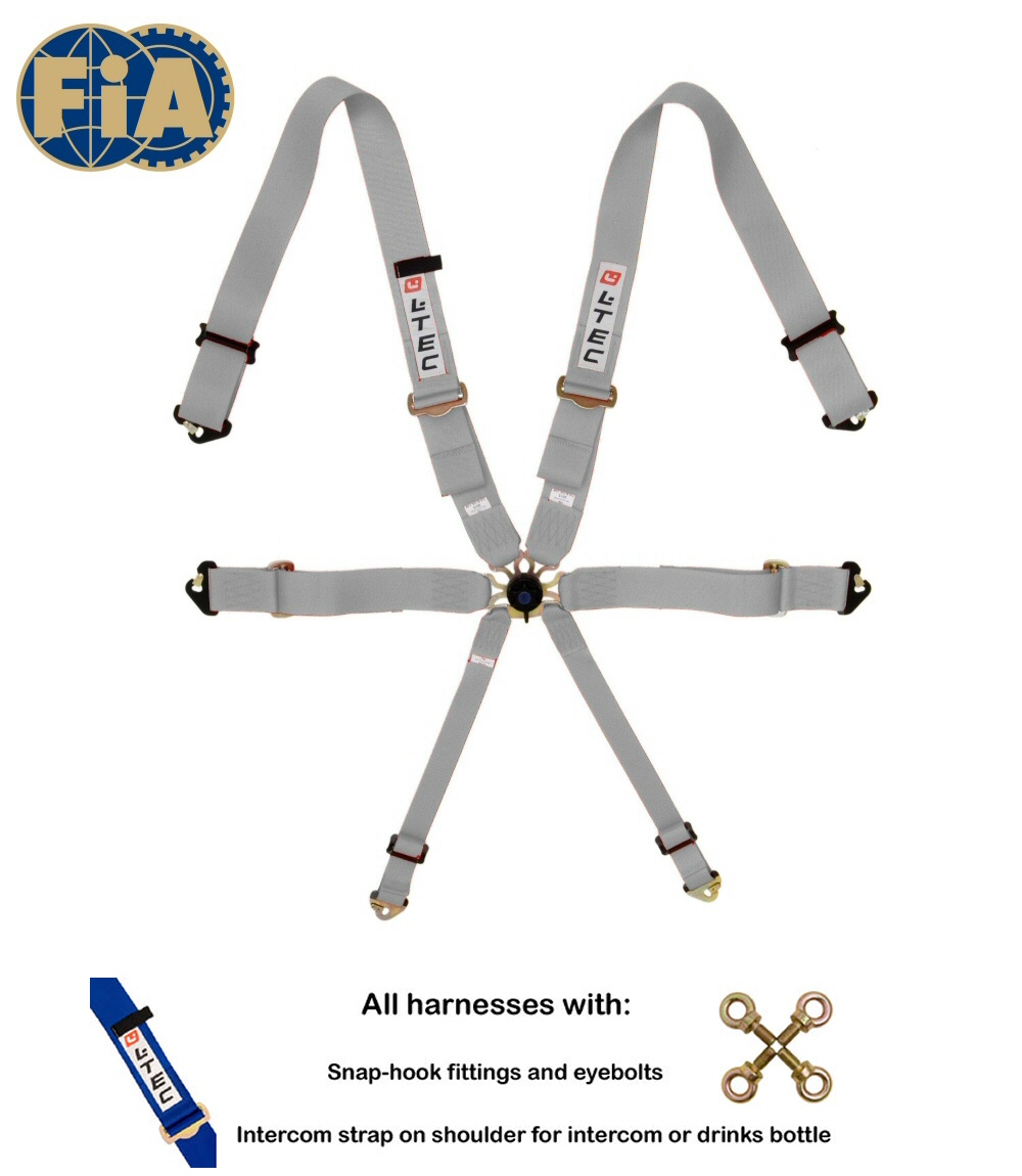 LTEC 6-POINT FIA SEATBELT MAGNUM FULL 3 INCH GREY