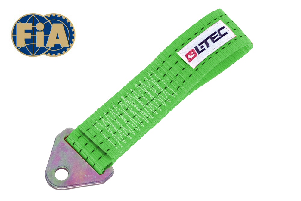 LTEC TOW HOOK/STRAP 20CM GREEN - FIA APPROVED