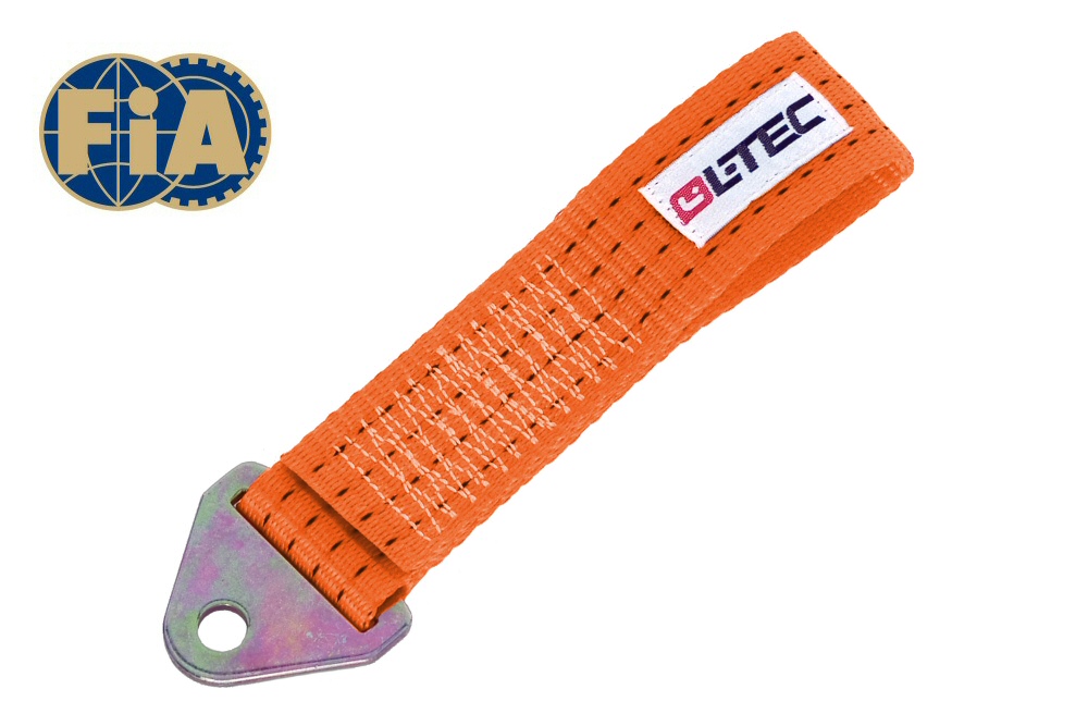 LTEC TOW HOOK/STRAP 20CM ORANGE - FIA APPROVED