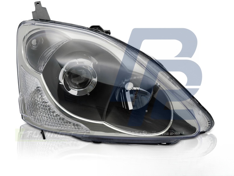 Headlight Black Right Side TYC for Honda Civic 2003–2006 Hatchback - 2