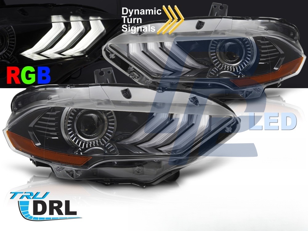 LED Headlights Rgb DRL Black for Ford Mustang 2018–2021 - 3