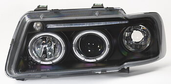 AUDI A3 96-00 BLACK 1-PIECE ANGELEYE HEADLIGHTS