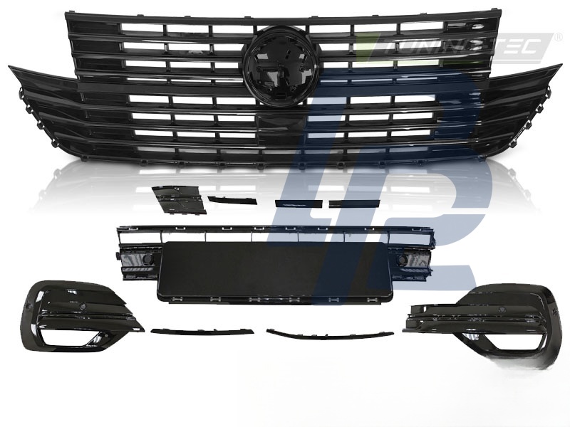 Grille W/Bumper Element W/Logo Base Gloss Black for VW T6.1 2020– - 3