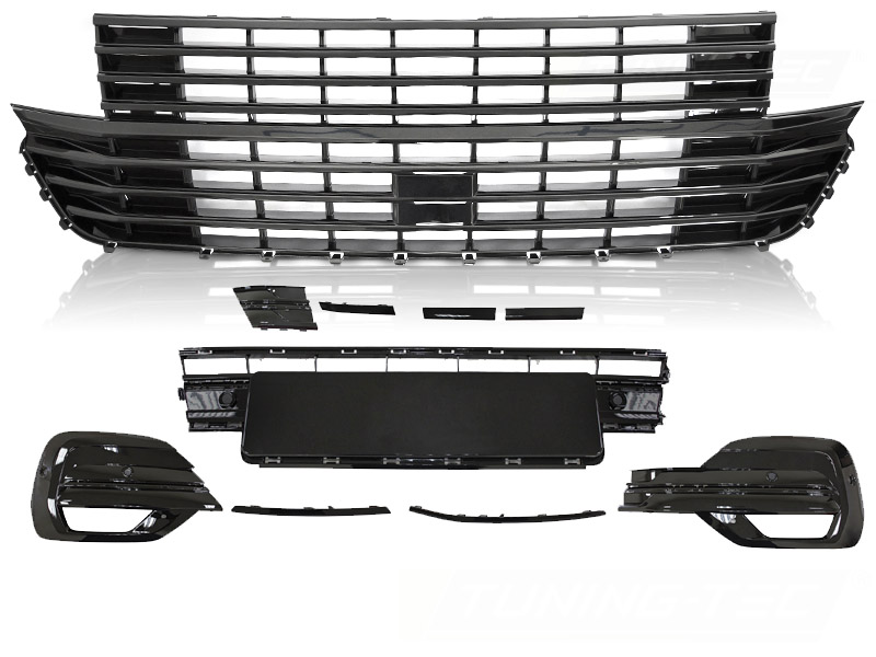 GRILL W/BUMPER ELEMENT BLANK SVART TILL VW T6.1 2020-