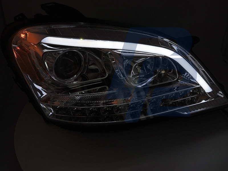 Headlights Tube Light Chrome Sequential for Mercedes W164 ML M-Class 2009–2011 - 4