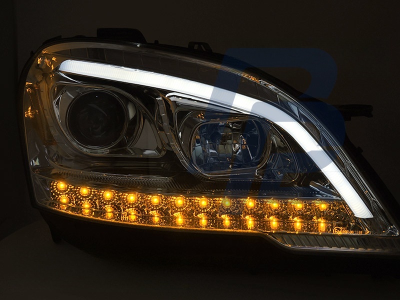 Headlights Tube Light Chrome Sequential for Mercedes W164 ML M-Class 2009–2011 - 5
