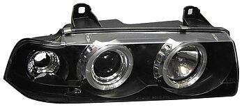 BMW 3 E36 2D BLACK 1-PIECE ANGELEYE HEADLIGHTS
