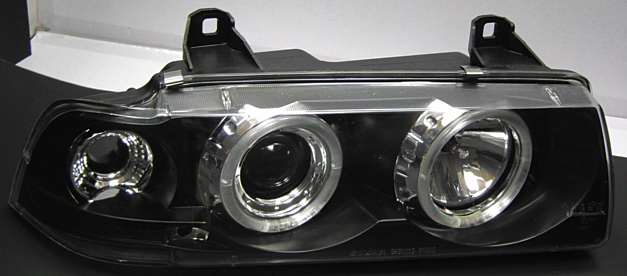 BMW 3 E36 4D BLACK 1-PIECE ANGELEYE HEADLIGHTS