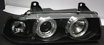 BMW 3 E36 4D BLACK 1-PIECE ANGELEYE HEADLIGHTS