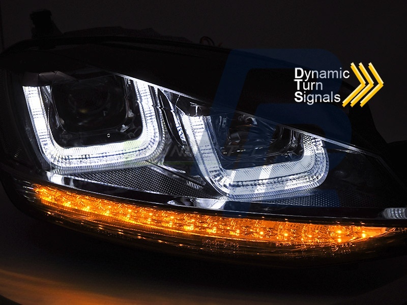 Headlights Light Sequential Black with Red Line for VW Golf 7 2013–2017 - 6