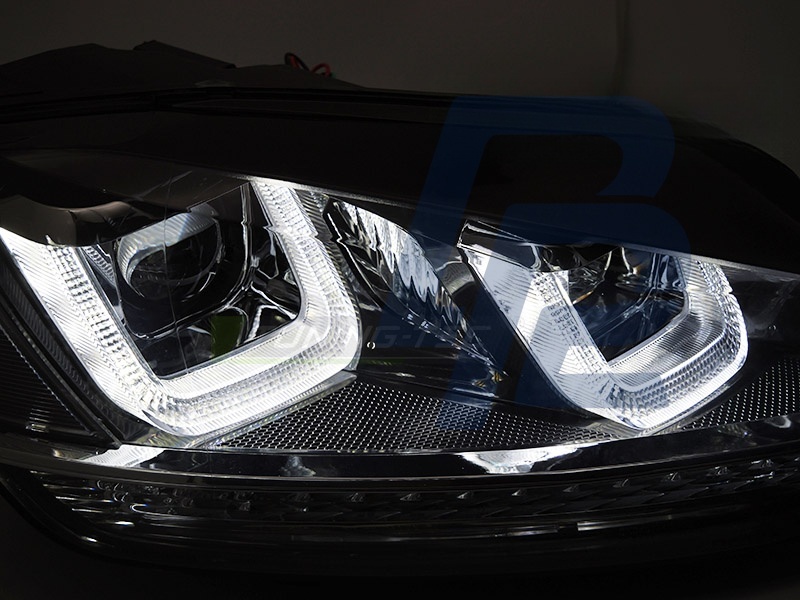 Headlights Light Sequential Black with Red Line for VW Golf 7 2013–2017 - 3
