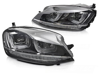 STRÅLKASTARE LIGHT SEQ SVART WITH KROM LINE TILL VW GOLF 7 2013-2017