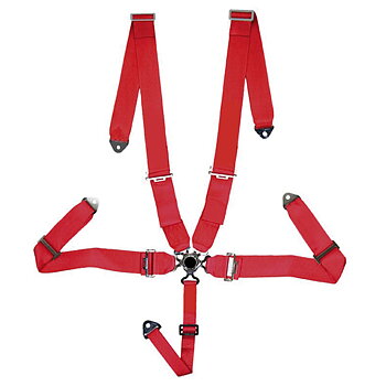 UNIVERSAL 5-POINT RACE HARNESS/BELT 3 INCH RED + E-MARK