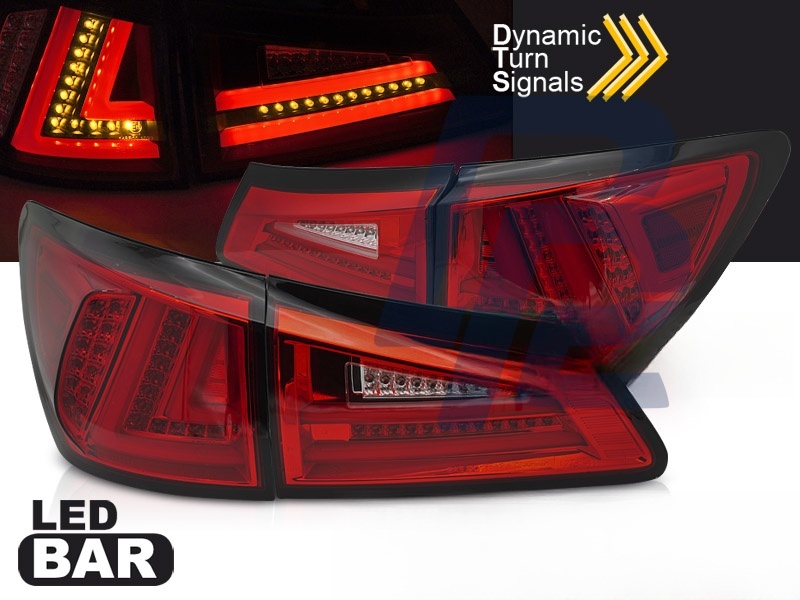 LED Tail Lights Red/Clear LED Sql for Lexus IS II 2006–2013 - 2