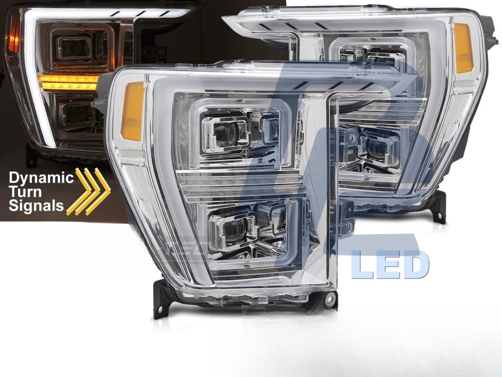 LED Tube Light Headlights Chrome for Ford F150 MK14 2020–2023 - 2