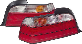BMW 3 E36 SEDAN 1/91-4/98 CLEAR/RED TAILLIGHTS