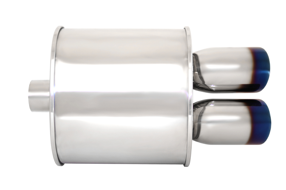M-VO 2.5 INCH INLET MEGAN RACING UNIVERSAL MUFFLER BURNT TIP - 2