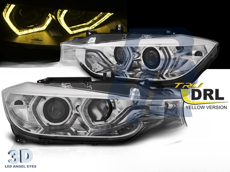 Angel Eyes Headlights Yellow LED DRL Chrome for BMW F30/F31 2011–2015 - 2