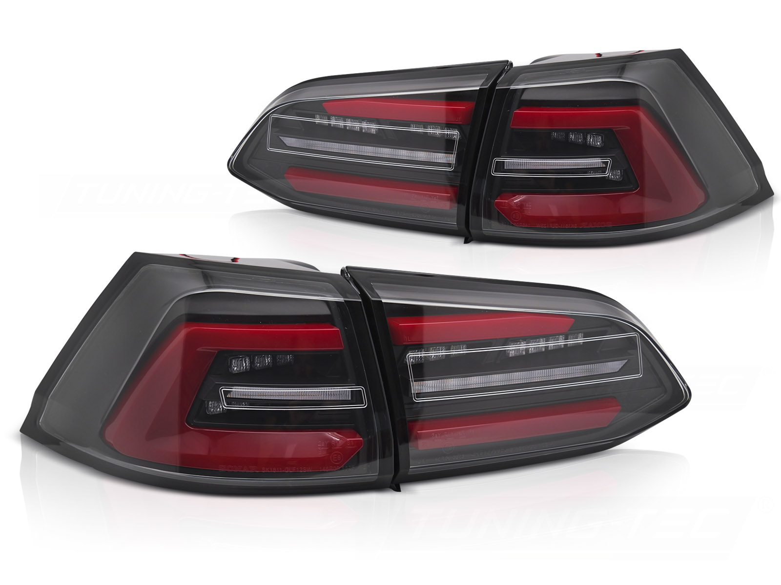 LED-BAKLYKTOR SVART W/RÖD SEQ TILL VW GOLF 7 2013-2017 SW