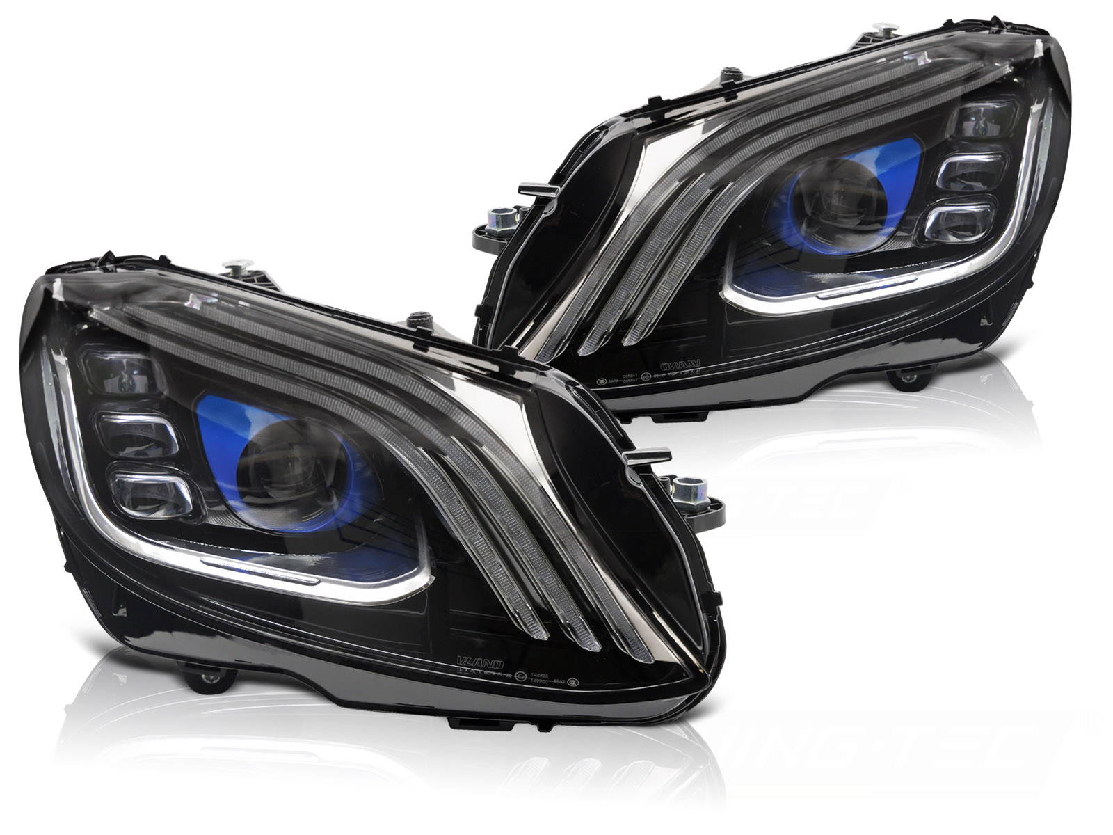 FULL-LED-STRÅLKASTARE SVART TILL MERCEDES W205 2014-2021