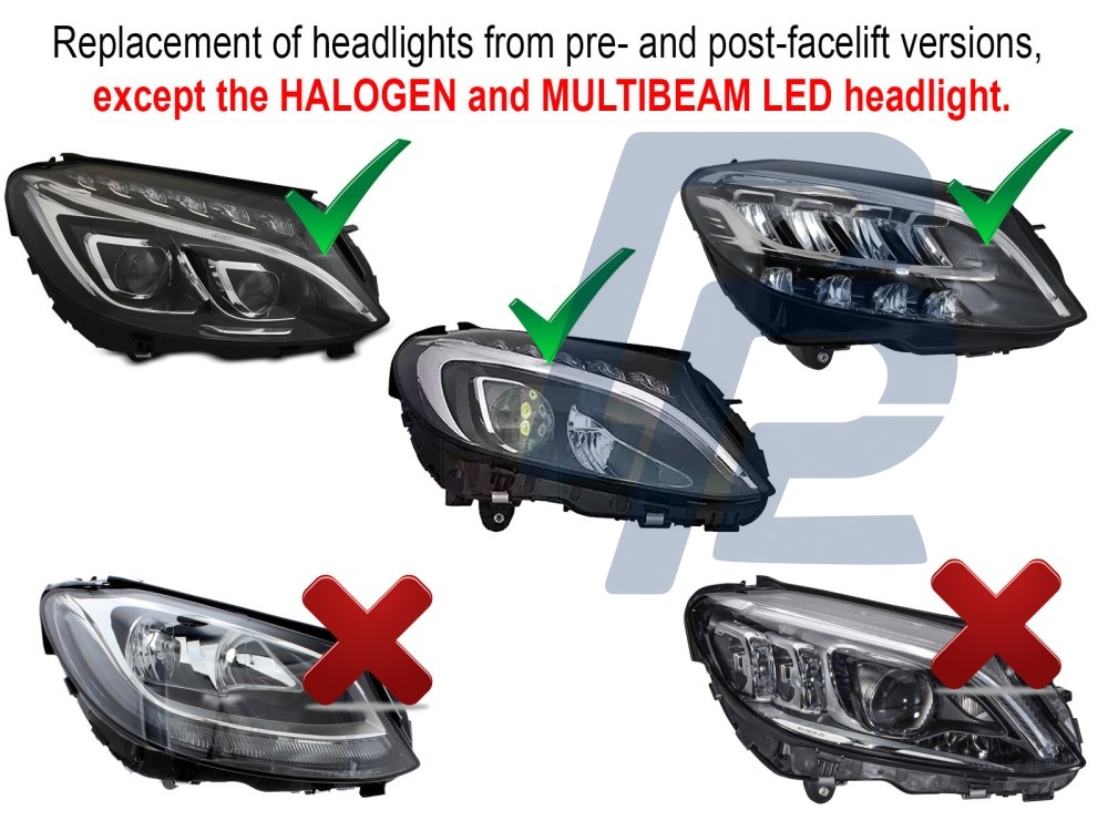 Full LED Headlights Black for Mercedes W205 2014–2021 - 6