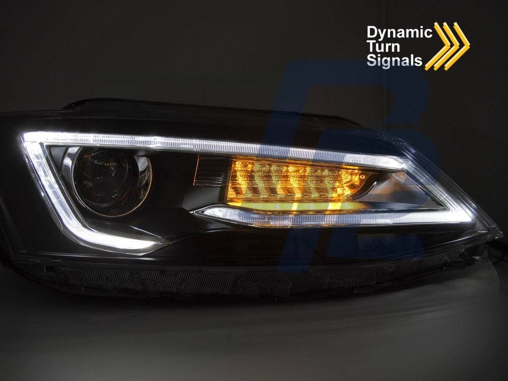 Headlights Tube Light Black for VW Jetta VI 2011–2018 - 4