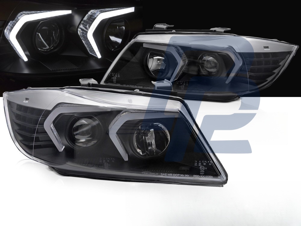 Headlights LED Black for BMW E90/E91 2005–2008 - 2