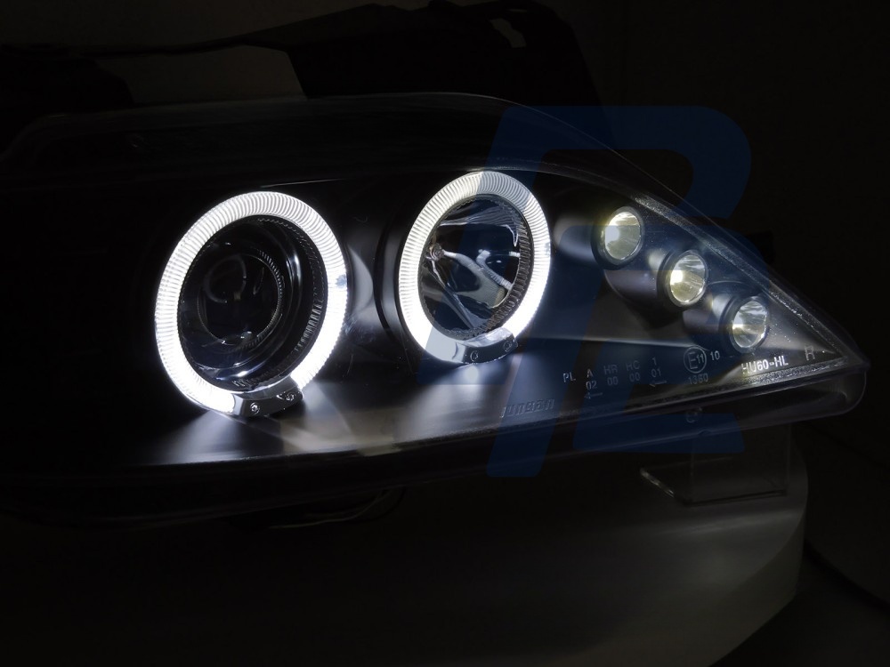 Headlights for Citroen Xsara 1997–2000 Angel Eyes Black - 2