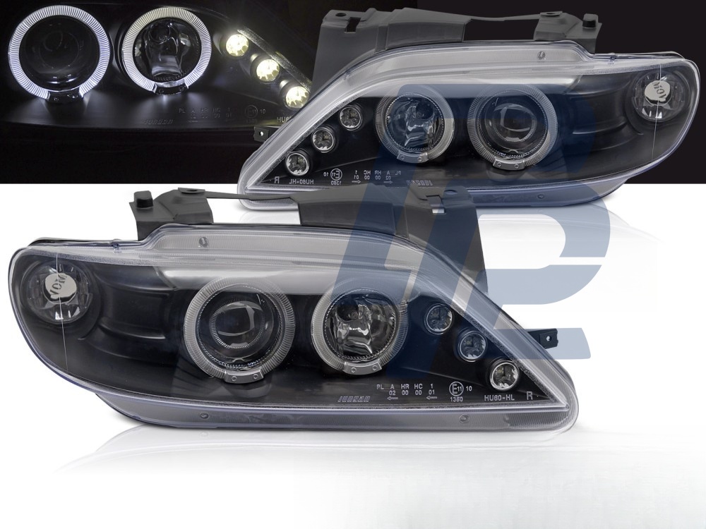 Headlights for Citroen Xsara 1997–2000 Angel Eyes Black - 3