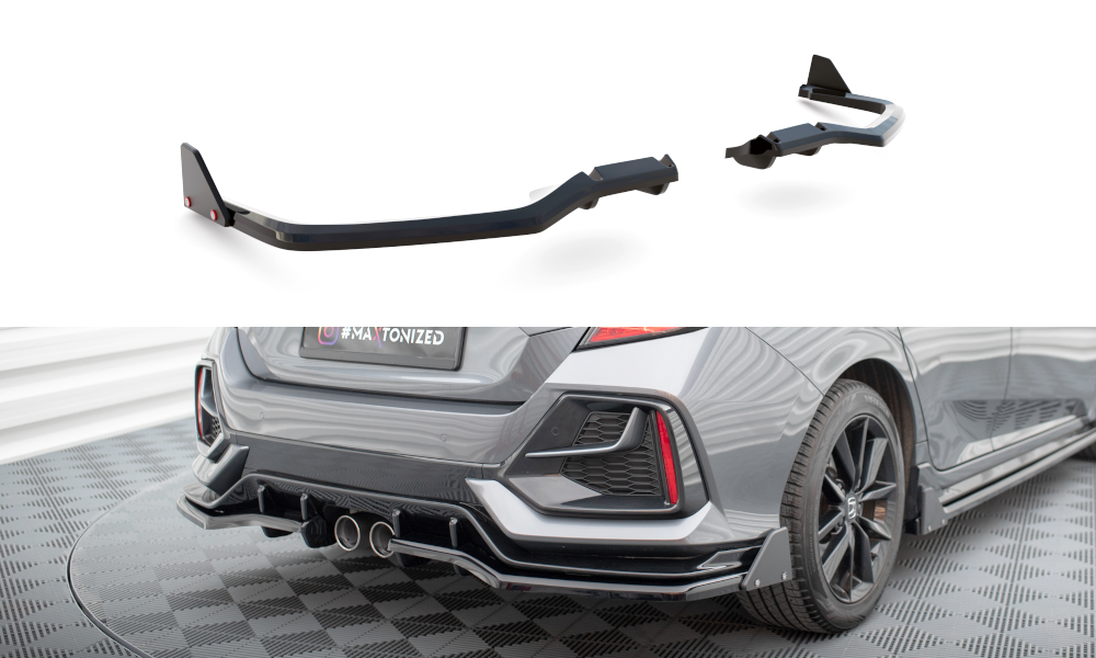 Central Rear Splitter (Vertical Bars) + Flaps Honda Civic Sport Mk 10