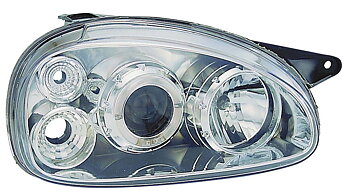 OPEL CORSA B CHROME + 1-PIECE ANGELEYE HEADLIGHTS
