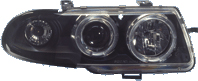 OPEL ASTRA F 9/91-6/94 BLACK 1-PIECE ANGELEYE HEADLIGHTS