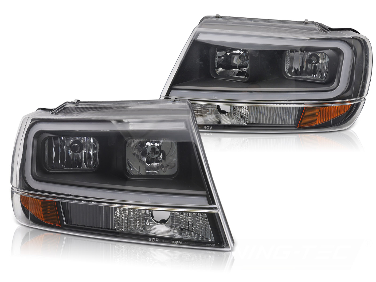 STRÅLKASTARE JEEP GRAND CHEROKEE 1999-2005 TUBE LIGHT SVART
