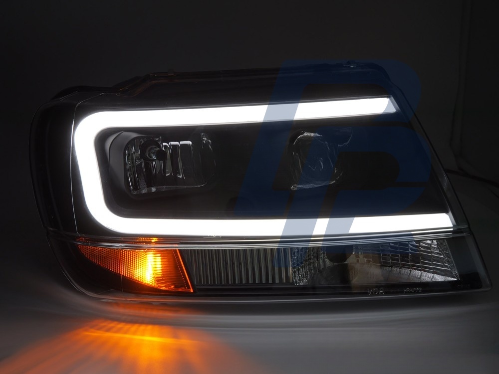 Headlights for Jeep Grand Cherokee 1999–2005 Tube Light Black - 3
