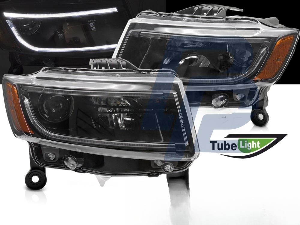 Headlights for Jeep Grand Cherokee 2014–2016 Tube Light Black - 3