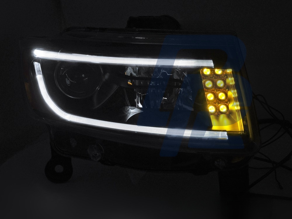 Headlights for Jeep Grand Cherokee 2014–2016 Tube Light Black - 2