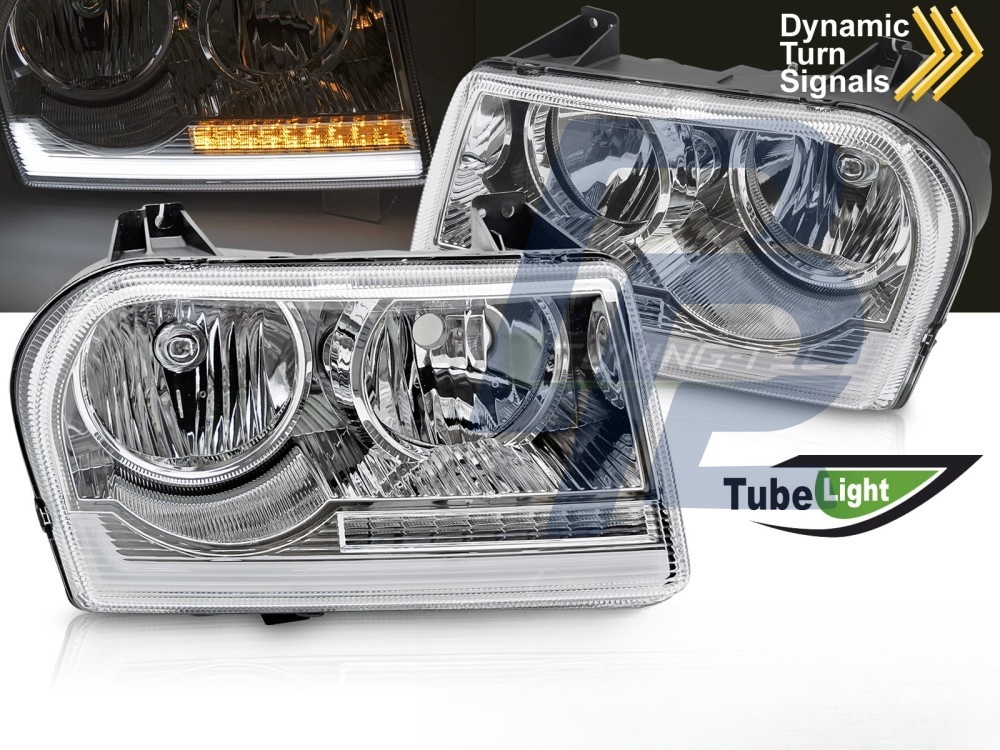 Headlights for Chrysler 300 2005–2008 Tube Light Chrome - 3